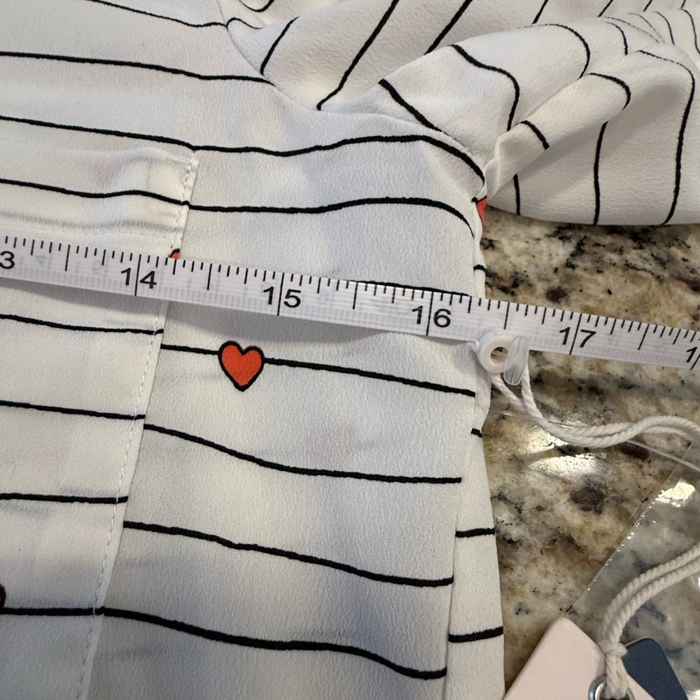 Court & Rowe heart striped ruffled button up top SZ XXS - Picture 8 of 12